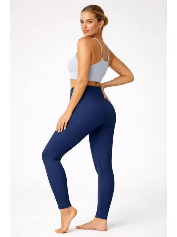 Kadın Fitilli Full Likralı Yüksek Bel Toparlayıcı Tayt Günlük Ve Spor Kullanım - Lacivert