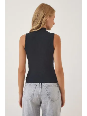 Kadın Full Likralı Fitilli Kaşkorse Body - Siyah Kadın Full Likralı Fitilli Kaşkorse Body - Siyah