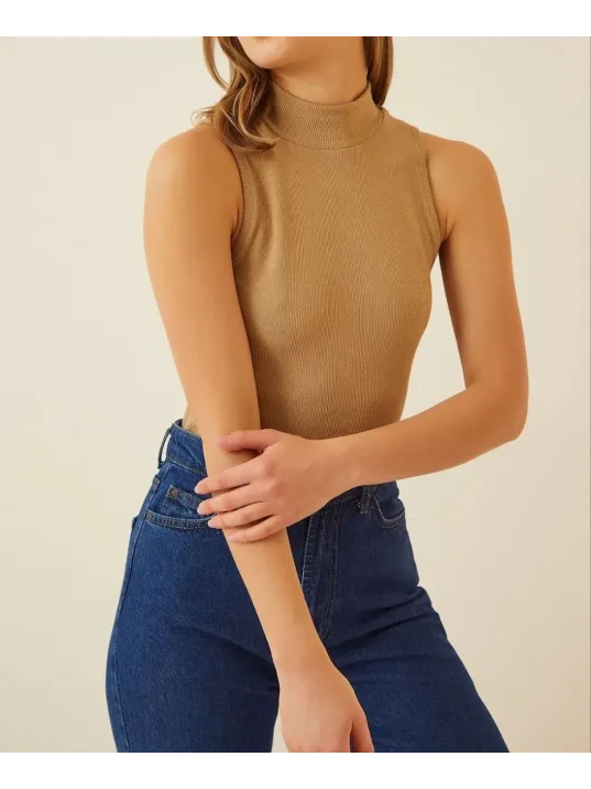 Kadın Full Likralı Fitilli Kaşkorse Body - Camel Kadın Full Likralı Fitilli Kaşkorse Body - Camel