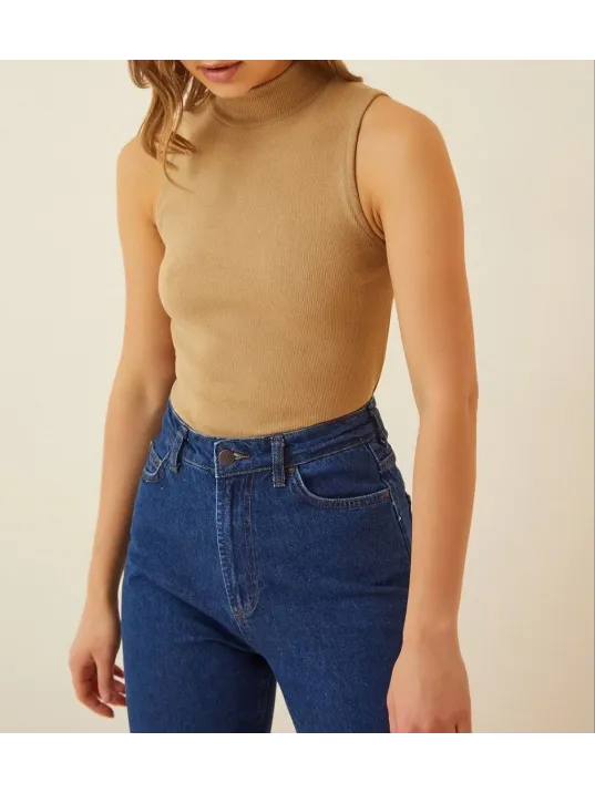 Kadın Full Likralı Fitilli Kaşkorse Body - Camel Kadın Full Likralı Fitilli Kaşkorse Body - Camel