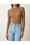 Kadın Full Likralı Fitilli Kaşkorse Body - Kahve