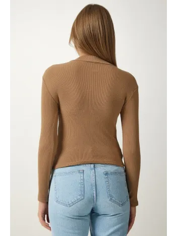 Kadın Full Likralı Fitilli Kaşkorse Body - Kahve Kadın Full Likralı Fitilli Kaşkorse Body - Kahve