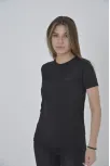 Kadın Gögüs Fileli Slim Fit T-shirt - Siyah