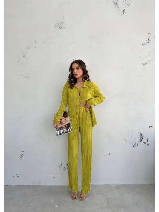 Kadın Gömlek Ve Pantolon Takım - Açık Yeşil
