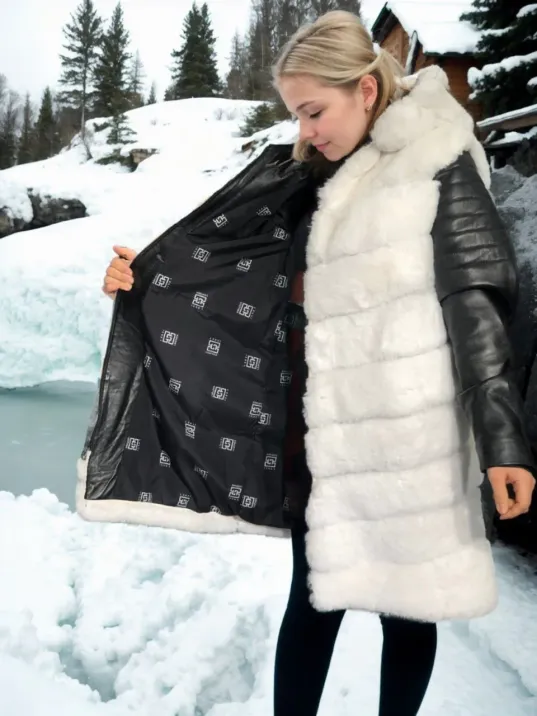 Kadın Hakiki Deri ve Suni Kürk - Beyaz Kadın Hakiki Deri ve Suni Kürk - Beyaz