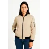 Kadın Bomber Mont Ceket – Fermuarlı, Kapitone İçi Astarlı, Su İtici Kumaş, Regular Fit, Yandan Cepli, Günlük Bahar & Kış Şık Rahat Stil - bej