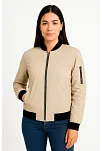 Kadın Bomber Mont Ceket – Fermuarlı, Kapitone İçi Astarlı, Su İtici Kumaş, Regular Fit, Yandan Cepli, Günlük Bahar & Kış Şık Rahat Stil - Bej