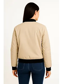 Kadın Bomber Mont Ceket – Fermuarlı, Kapitone İçi Astarlı, Su İtici Kumaş, Regular Fit, Yandan Cepli, Günlük Bahar & Kış Şık Rahat Stil - Bej
