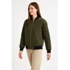 Kadın Bomber Mont Ceket – Fermuarlı, Kapitone İçi Astarlı, Su İtici Kumaş, Regular Fit, Yandan Cepli, Günlük Bahar & Kış Şık Rahat Stil - Haki