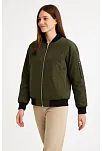 Kadın Bomber Mont Ceket – Fermuarlı, Kapitone İçi Astarlı, Su İtici Kumaş, Regular Fit, Yandan Cepli, Günlük Bahar & Kış Şık Rahat Stil - Haki