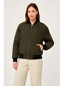 Kadın Bomber Mont Ceket – Fermuarlı, Kapitone İçi Astarlı, Su İtici Kumaş, Regular Fit, Yandan Cepli, Günlük Bahar & Kış Şık Rahat Stil - Haki