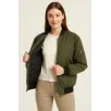 Kadın Bomber Mont Ceket – Fermuarlı, Kapitone İçi Astarlı, Su İtici Kumaş, Regular Fit, Yandan Cepli, Günlük Bahar & Kış Şık Rahat Stil - Haki