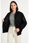 Kadın Bomber Mont Ceket – Fermuarlı, Kapitone İçi Astarlı, Su İtici Kumaş, Regular Fit, Yandan Cepli, Günlük Bahar & Kış Şık Rahat Stil - Siyah