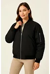Kadın Bomber Mont Ceket – Fermuarlı, Kapitone İçi Astarlı, Su İtici Kumaş, Regular Fit, Yandan Cepli, Günlük Bahar & Kış Şık Rahat Stil - Siyah