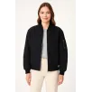 Kadın Bomber Mont Ceket – Fermuarlı, Kapitone İçi Astarlı, Su İtici Kumaş, Regular Fit, Yandan Cepli, Günlük Bahar & Kış Şık Rahat Stil - Siyah