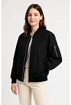 Kadın Bomber Mont Ceket – Fermuarlı, Kapitone İçi Astarlı, Su İtici Kumaş, Regular Fit, Yandan Cepli, Günlük Bahar & Kış Şık Rahat Stil - Siyah