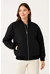 Kadın Bomber Mont Ceket – Fermuarlı, Kapitone İçi Astarlı, Su İtici Kumaş, Regular Fit, Yandan Cepli, Günlük Bahar & Kış Şık Rahat Stil - Siyah