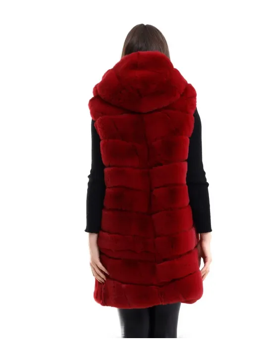 Kadın Reks Kapüşonlu Yelek - Kırmızı