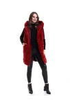 Kadın Reks Kapüşonlu Yelek - Kırmızı