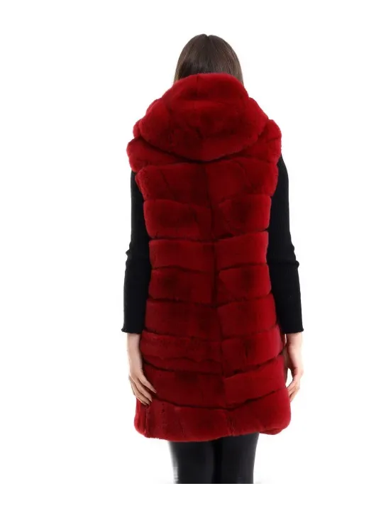 Kadın Kapşonlu Peluş Kürk Yelek Premium Kalite, Tam Astarlı, Uzun Model - Kırmızı Kadın Kapşonlu Peluş Kürk Yelek Premium Kalite, Tam Astarlı, Uzun Model - Kırmızı