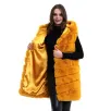 Kadın Kapşonlu Peluş Kürk Yelek Premium Kalite, Tam Astarlı, Uzun Model - Sarı Kadın Kapşonlu Peluş Kürk Yelek Premium Kalite, Tam Astarlı, Uzun Model - Sarı