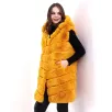 Kadın Kapşonlu Peluş Kürk Yelek Premium Kalite, Tam Astarlı, Uzun Model - Sarı Kadın Kapşonlu Peluş Kürk Yelek Premium Kalite, Tam Astarlı, Uzun Model - Sarı
