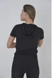 Kadın Kapşonlu Slim Fit T-shirt - Siyah