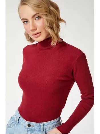 Erkek Tam Boğazlı Fitilli Kaşkorse Triko – Likralı, Extra Dar Kesim Slimfit, Yumuşak Kaşmir Dokulu Model- Bordo Erkek Tam Boğazlı Fitilli Kaşkorse Triko – Likralı, Extra Dar Kesim Slimfit, Yumuşak Kaşmir Dokulu Model- Bordo