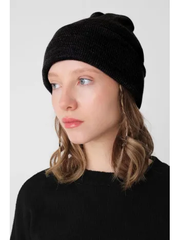 Kadın Katlamalı Basic Bere - Siyah