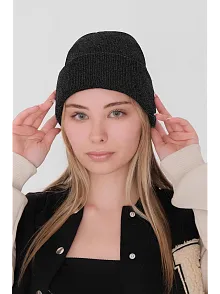 Kadın Katlamalı Basic Bere - Siyah