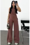 Kadın Keten Asimetrik Tek Omuzlu Bluz Pantalon Takım- Bordo Kadın Keten Asimetrik Tek Omuzlu Bluz Pantalon Takım- Bordo