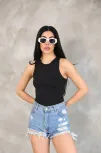 Kadın Kolsuz Badi Bluz - Siyah
