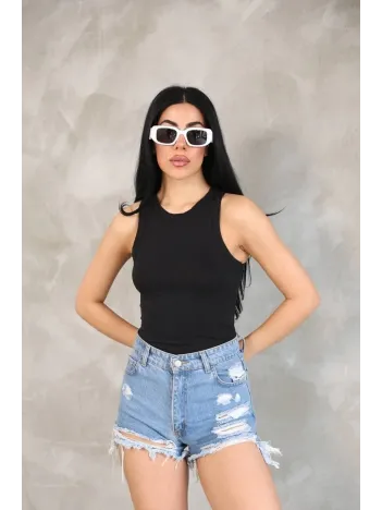 Kadın Kolsuz Badi bluz - Siyah Kadın Kolsuz Badi bluz - Siyah