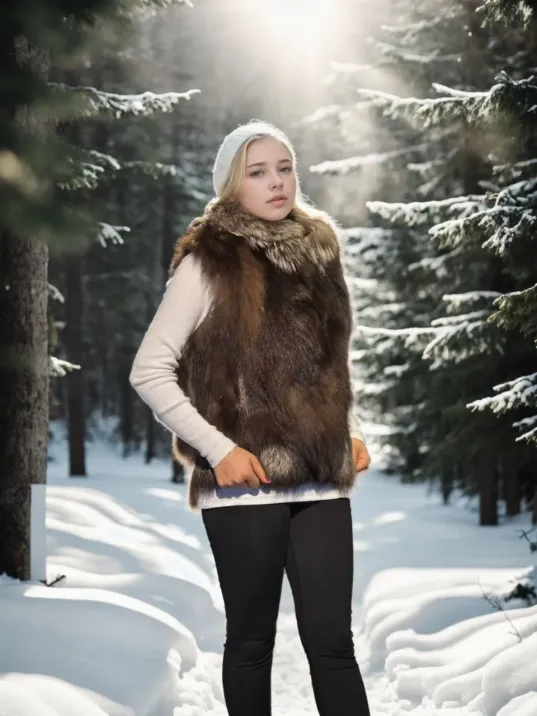 Kadın Kolsuz Fermuarlı Yelek - Kahve