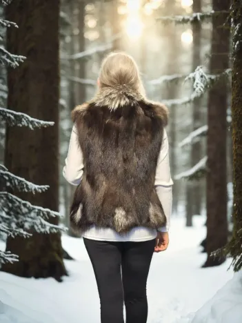 Kadın Kolsuz Fermuarlı Yelek - Kahve Kadın Kolsuz Fermuarlı Yelek - Kahve