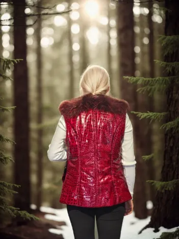 Kadın Kolsuz Fermuarlı Yelek - Kırmızı Kadın Kolsuz Fermuarlı Yelek - Kırmızı