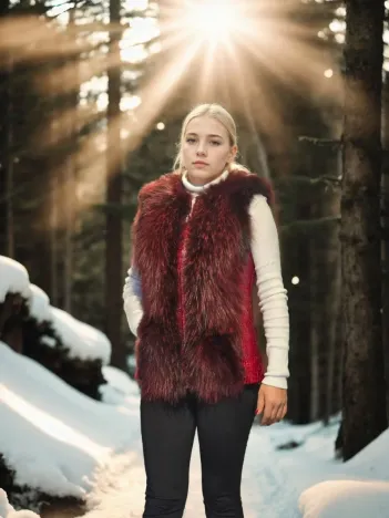 Kadın Kolsuz Fermuarlı Yelek - Kırmızı Kadın Kolsuz Fermuarlı Yelek - Kırmızı