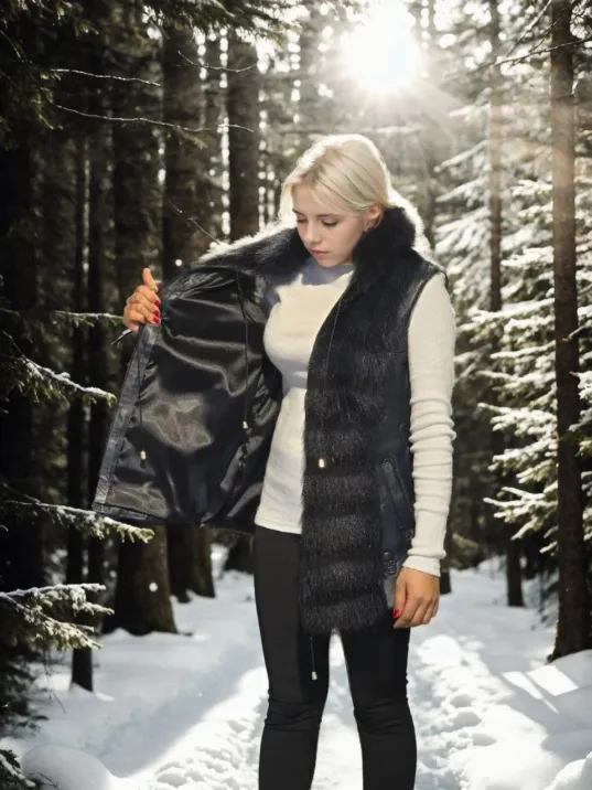 Kadın Kolsuz Fermuarlı Yelek - Lacivert Kadın Kolsuz Fermuarlı Yelek - Lacivert