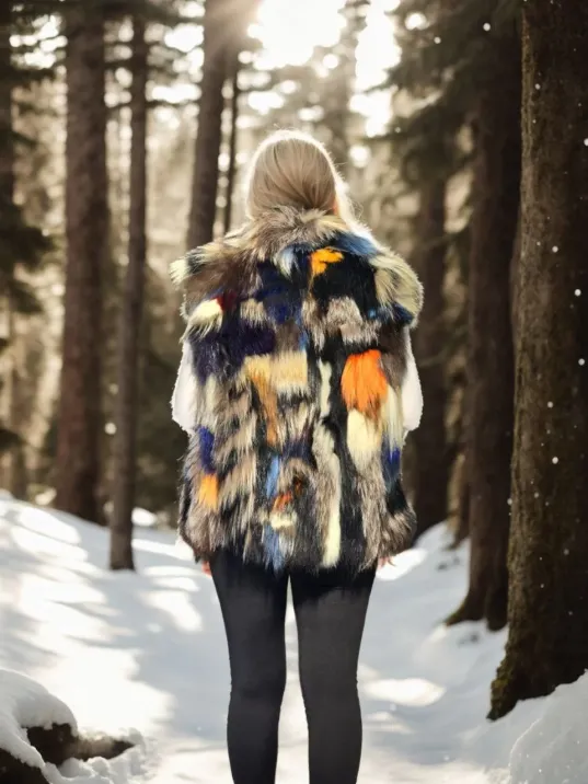Kadın Kolsuz Hakiki Deri Ceket - Siyah