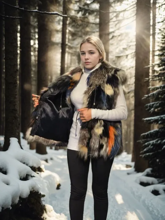 Kadın Kolsuz Hakiki Deri Ceket - Siyah