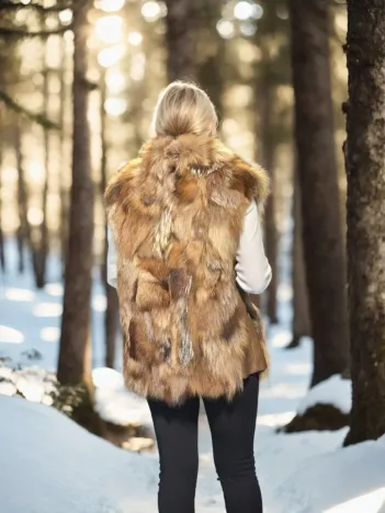 Kadın Kolsuz Hakiki Deri Kürk - Kahve Kadın Kolsuz Hakiki Deri Kürk - Kahve
