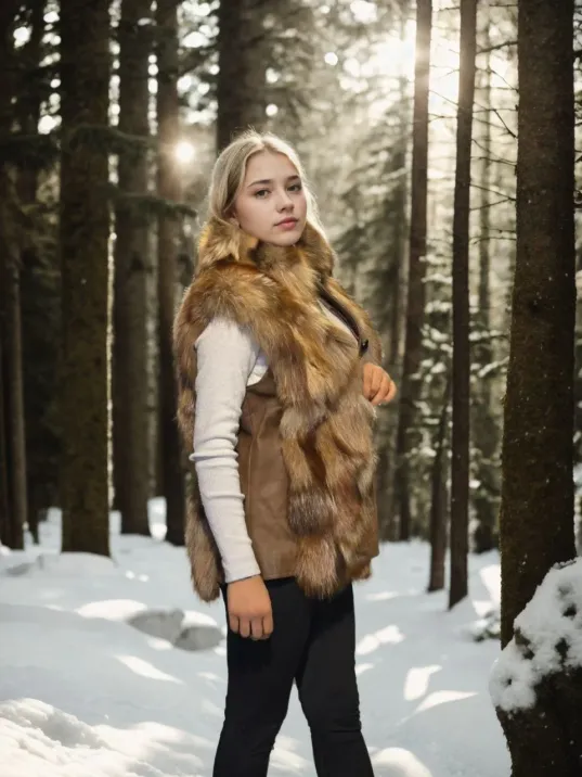 Kadın Kolsuz Hakiki Deri Kürk - Kahve Kadın Kolsuz Hakiki Deri Kürk - Kahve