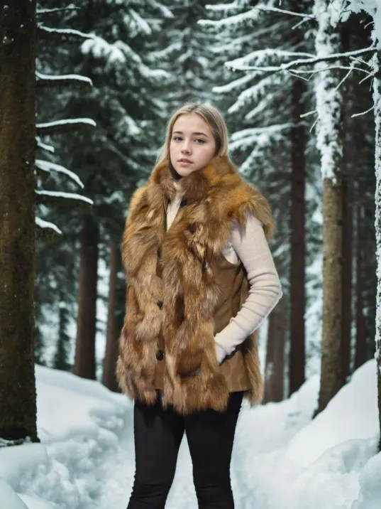 Kadın Kolsuz Hakiki Deri Kürk - Kahve Kadın Kolsuz Hakiki Deri Kürk - Kahve