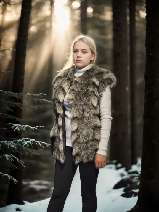 Kadın Kolsuz Hakiki Deri Kürk - Siyah Kadın Kolsuz Hakiki Deri Kürk - Siyah