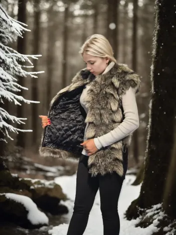 Kadın Kolsuz Hakiki Deri Kürk - Siyah Kadın Kolsuz Hakiki Deri Kürk - Siyah