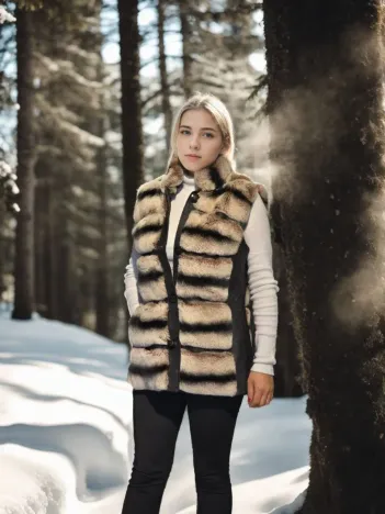 Kadın Kolsuz Hakiki Deri Kürk - Siyah Kadın Kolsuz Hakiki Deri Kürk - Siyah