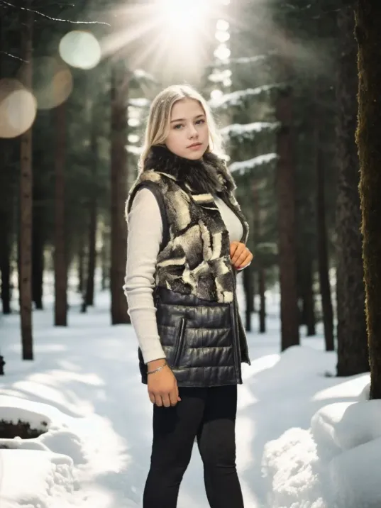 Kadın Kolsuz Hakiki Deri Kürk - Siyah Kadın Kolsuz Hakiki Deri Kürk - Siyah