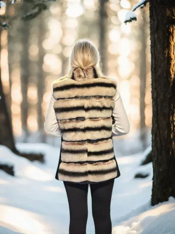 Kadın Kolsuz Hakiki Deri Kürk - Siyah Kadın Kolsuz Hakiki Deri Kürk - Siyah