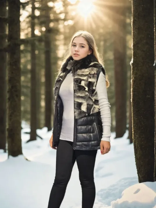 Kadın Kolsuz Hakiki Deri Kürk - Siyah Kadın Kolsuz Hakiki Deri Kürk - Siyah