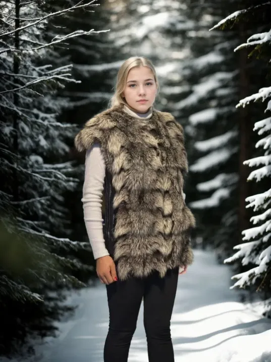 Kadın Kolsuz Hakiki Deri Kürk - Siyah Kadın Kolsuz Hakiki Deri Kürk - Siyah